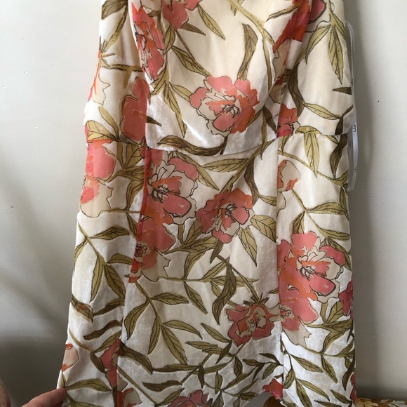 Daylight Dance Cream Floral Print Velvet Mini Dress - Picture 8 of 10